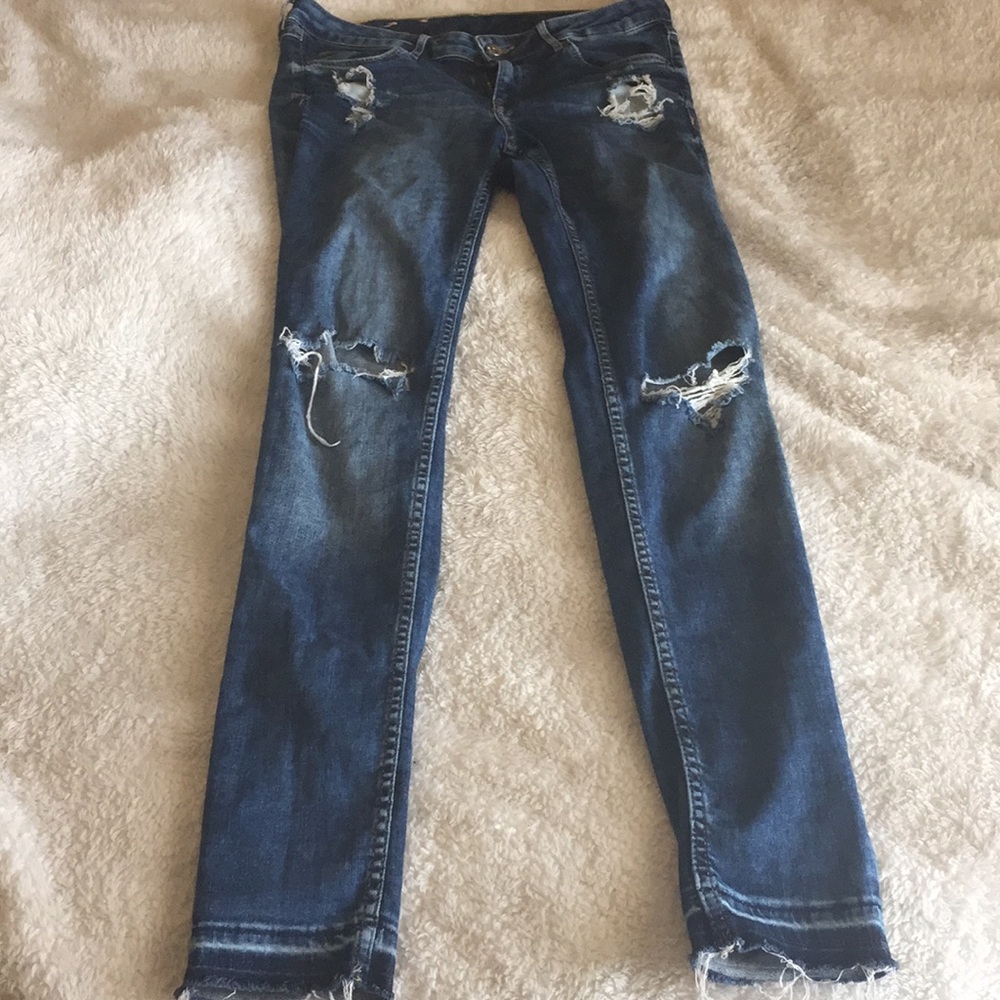 H&M low rise super skinny ripped jeans